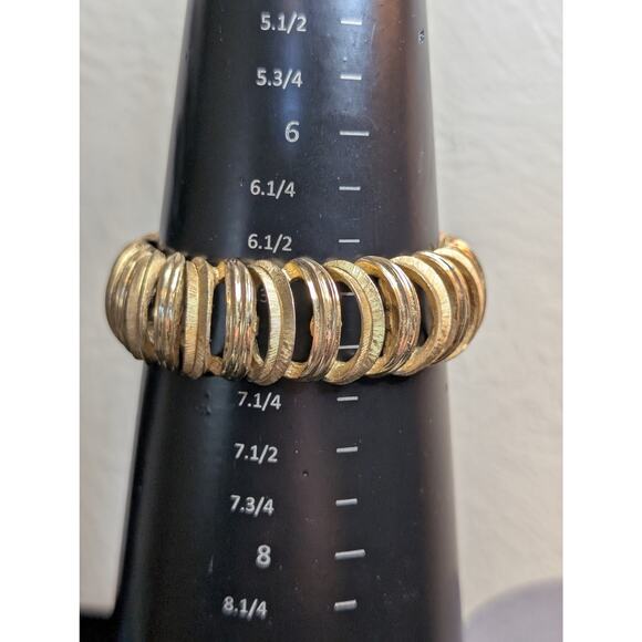 Vintage Signed CROWN TRIFARI Brushed & Polished Gold Tone Link Bracelet - Picture 6 of 6